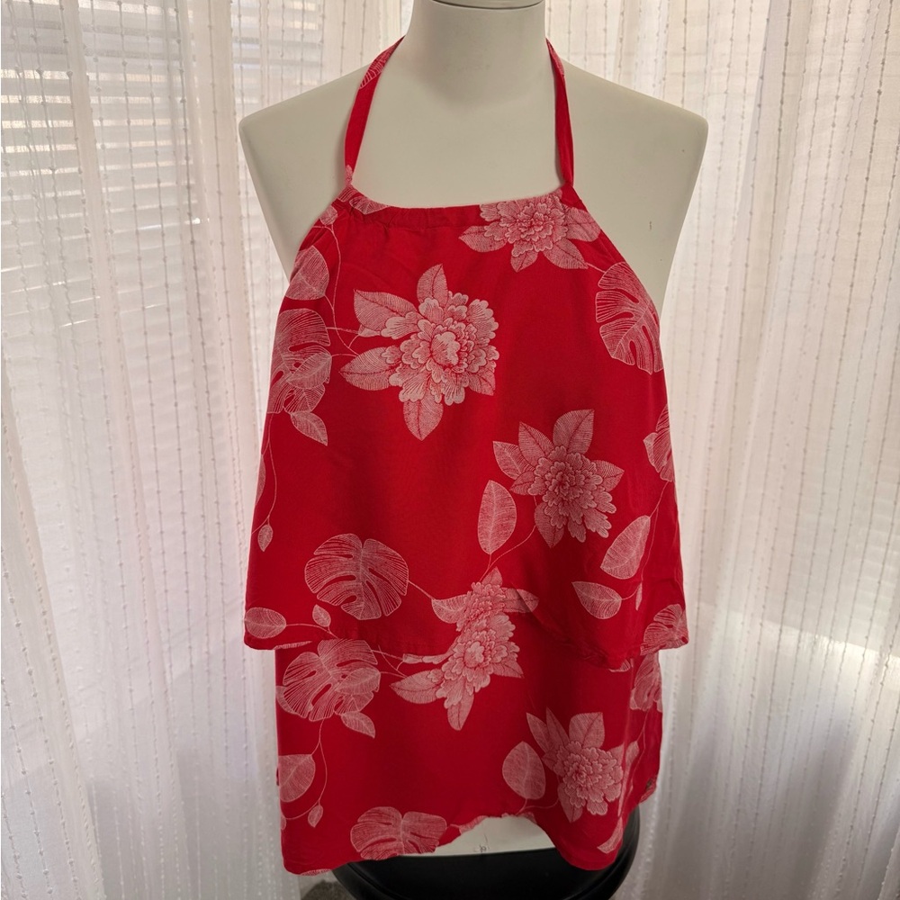 Roxy Red Floral Halter Camisole Top Size Large